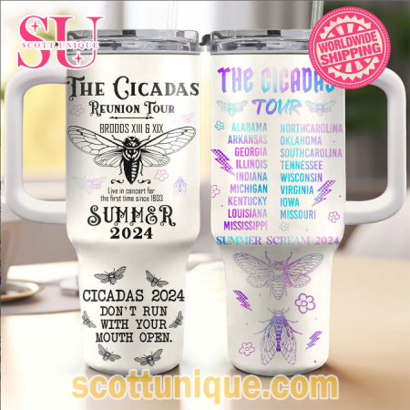 The Cicadas Reunion Tour Summer 2024 30oz or 40oz Stainless Steel Tumbler With Handle QDH