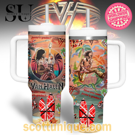 Retro Summer Van Halen Rock 30oz or 40oz Stainless Steel Tumbler With Handle QDH