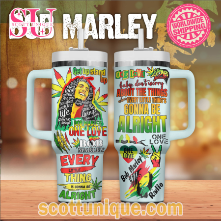 Bob Marley Every Little Thing 30oz or 40oz Stainless Steel Tumbler With Handle QDH