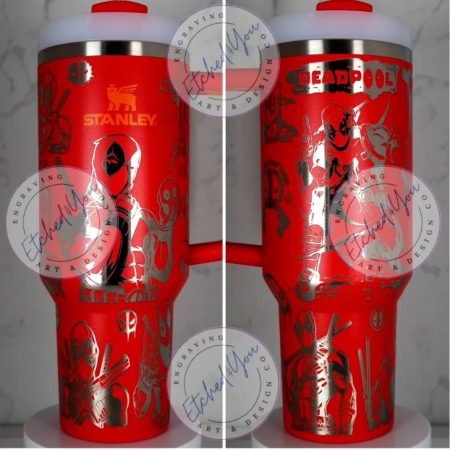 Deadpool Custom Stanley Quencher HG 40oz or 30oz Engraved  Stainless Steel Tumbler With Handle