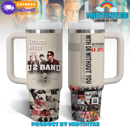 U2 Band Legends Never Die 30oz or 40oz Stainless Steel Tumbler With Handle QDH