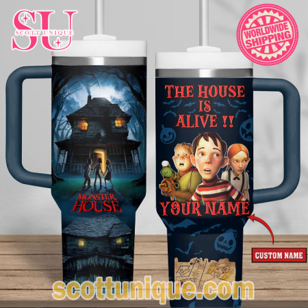 The House Is Alive Monster House Halloween 30oz or 40oz Stainless Steel Tumbler With Handle QDH