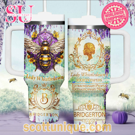 Bridgerton Lady Whistledown Limited Edition Viloet 30oz or 40oz Stainless Steel Tumbler With Handle QDH