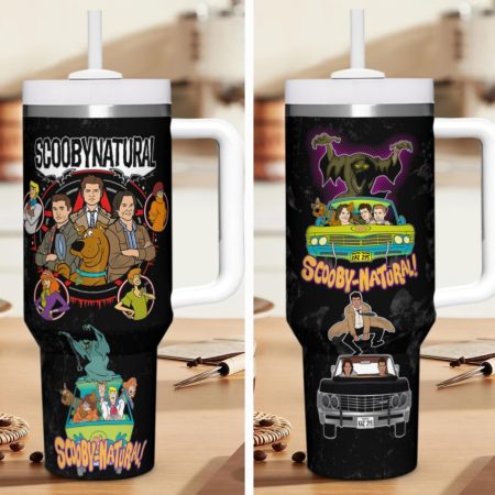 ScoobyDoo X Supernatural Cartoon Custom Quencher 40oz Stainless Steel Tumbler HG With Handle