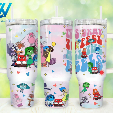 Cartoon Characters Cartoon Emotions Cartoon Mental Health 30oz or 40oz Stainless Steel Tumbler With Handle QDH