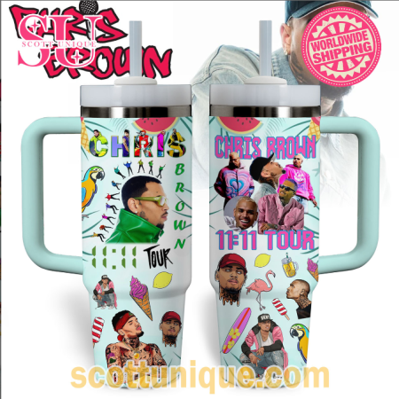 Chris Brown 11:11 Tour 30oz or 40oz Stainless Steel Tumbler With Handle QDH