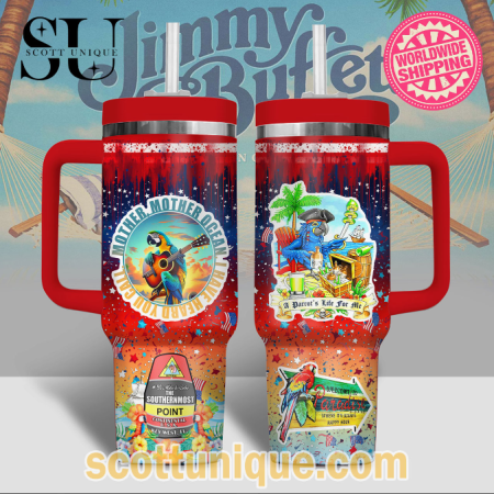 Jimmy Buffett Red Party 30oz or 40oz Stainless Steel Tumbler With Handle QDH
