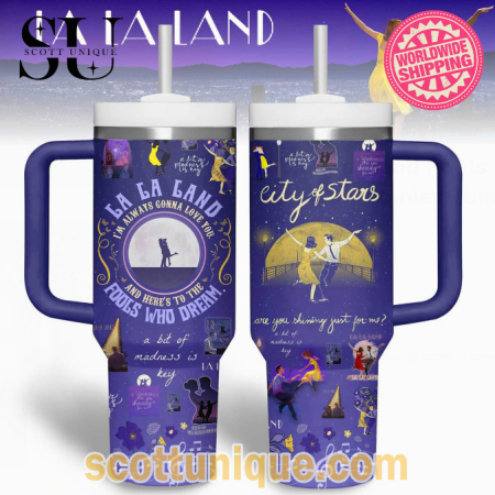 Violet Lalaland Fools Who Dream Premium 30oz or 40oz Stainless Steel Tumbler With Handle QDH
