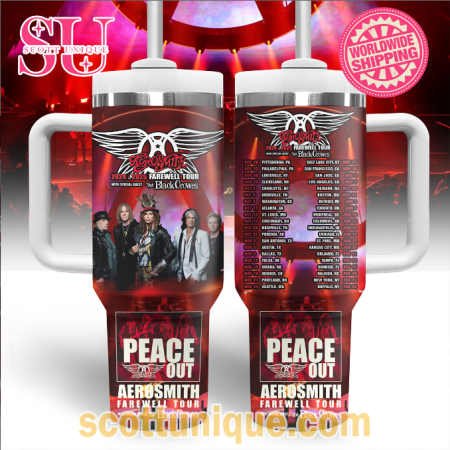 Peace Out Aerosmith Farewell Tour 2024-2025 30oz or 40oz Stainless Steel Tumbler With Handle QDH