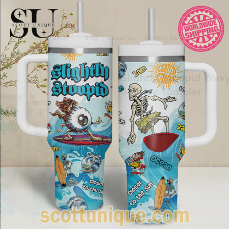 Slightly Stoopid Wavy Ocean 30oz or 40oz Stainless Steel Tumbler With Handle QDH