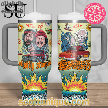 Slightly Stoopid Life Rolls On Art 30oz or 40oz Stainless Steel Tumbler With Handle QDH