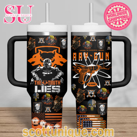 The Truth Lies Call of Duty Ray Gun Black 30oz or 40oz Stainless Steel Tumbler With Handle QDH