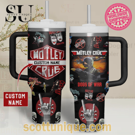 Motley Crue Dogs Of War Custom 30oz or 40oz Stainless Steel Tumbler With Handle QDH