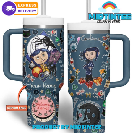 Coraline Welcome Home Customized Navy 30oz or 40oz Stainless Steel Tumbler With Handle QDH