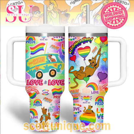 Scooby-Doo Pride Day Love is Love 30oz or 40oz Stainless Steel Tumbler With Handle QDH