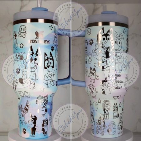 Blue y Dog Cute Cartoon Custom Stanley Quencher HG 40oz or 30oz Engraved  Stainless Steel Tumbler With Handle