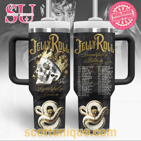Jelly Roll Beautifully Broken Tour 2024 30oz or 40oz Stainless Steel Tumbler With Handle QDH