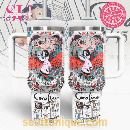 Coraline Artwork Wallpaper 30oz or 40oz Stainless Steel Tumbler With Handle QDH