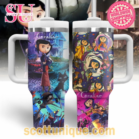 Coraline Movie 2024 Artwork Themes 30oz or 40oz Stainless Steel Tumbler With Handle QDH