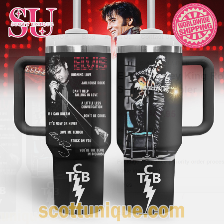 Elvis Presley King Rock and Roll 30oz or 40oz Stainless Steel Tumbler With Handle QDH