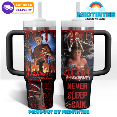 A Nightmare On Elm Street 40th Anniversary 30oz or 40oz Stainless Steel Tumbler With Handle QDH
