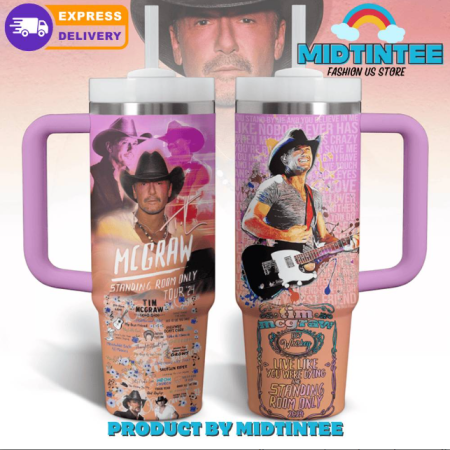 Tim McGraw Standing Room Only Tour 2024 30oz or 40oz Stainless Steel Tumbler With Handle QDH