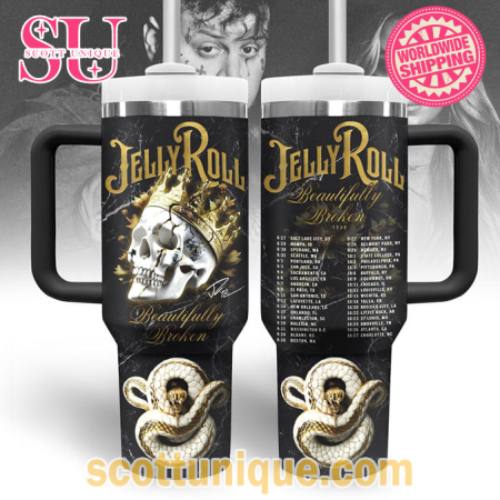 Jelly Roll Beautifully Broken Tour 2024 30oz or 40oz Stainless Steel Tumbler With Handle QDH