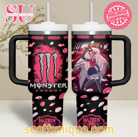 Monster x Hazbin Hotel Vaggie 30oz or 40oz Stainless Steel Tumbler With Handle QDH