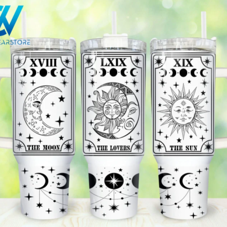 Tarot Cards Witchy Crystals Celestial  30oz or 40oz Stainless Steel Tumbler With Handle QDH
