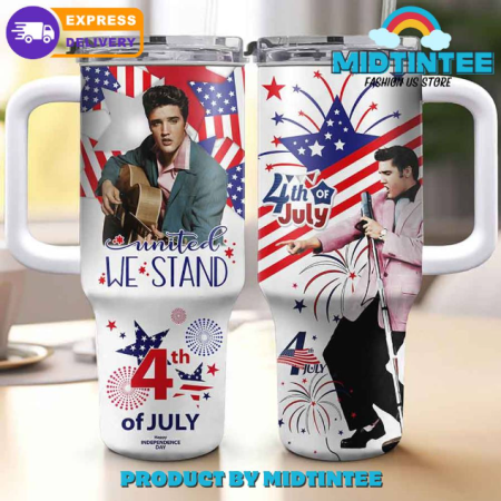 Elvis Presley 4th Of July United We Stand 30oz or 40oz Stainless Steel Tumbler With Handle QDH