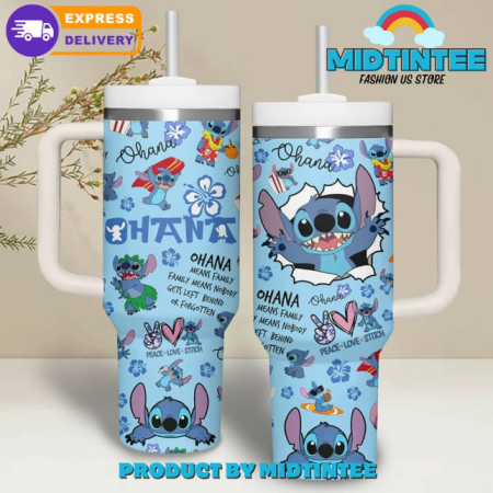 Stitch Ohana Peach Love 30oz or 40oz Stainless Steel Tumbler With Handle QDH