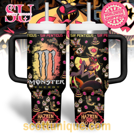 Monster x Hazbin Hotel Sir Pentious 30oz or 40oz Stainless Steel Tumbler With Handle QDH