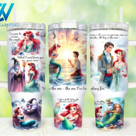 Princess and Prince Cartoon Characters Princess Cartoon 30oz or 40oz Stainless Steel Tumbler With Handle QDH