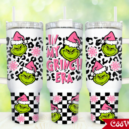 Pink Christmas  Merry Christmas Cartoon Christmas 30oz or 40oz Stainless Steel Tumbler With Handle QDH