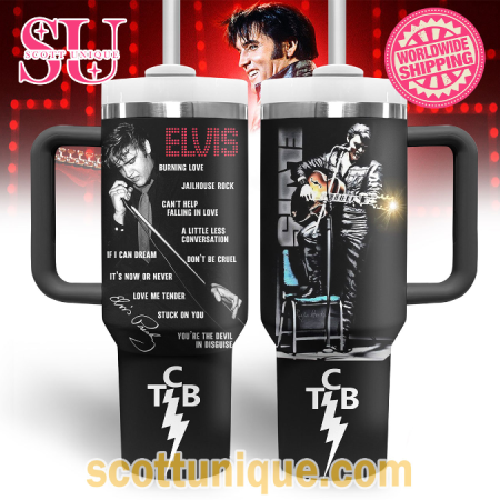 Elvis Presley King Rock and Roll 30oz or 40oz Stainless Steel Tumbler With Handle QDH