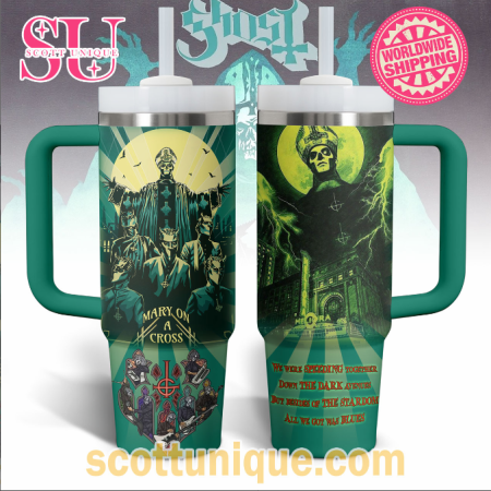 Mary On A Cross The Ghost Band 30oz or 40oz Stainless Steel Tumbler With Handle QDH