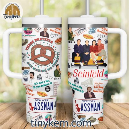 Seinfield 30oz or 40oz Stainless Steel Tumbler With Handle HG These Pretzels Are Making Me Thirsty