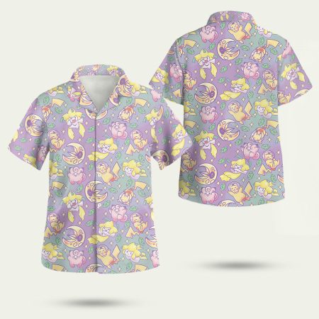 Shiny Pokemon Leaves Pastel Hawaiian Shirt
