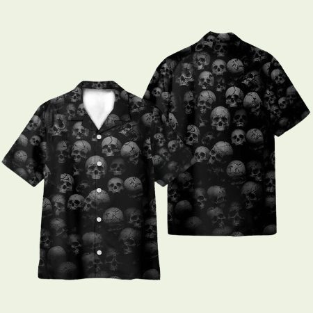 Skull Halloween Black Pattern Hawaiian Shirt