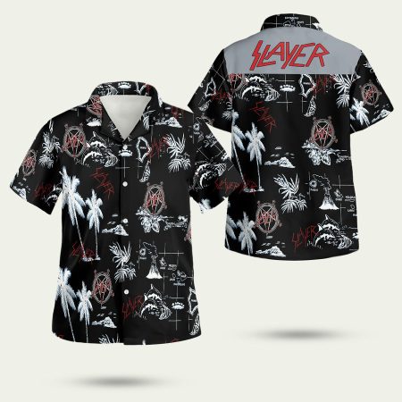 Slayer Black And White Hawaiian Shirt