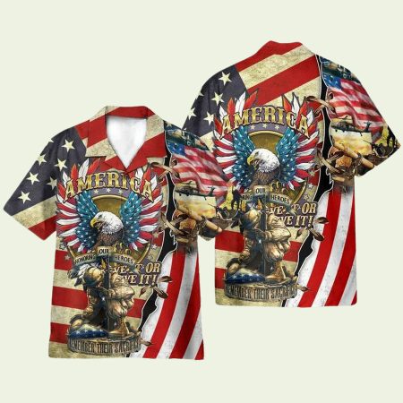 Soldier And Eagle American 4Th July America Independence Day Hawaiian Shirt