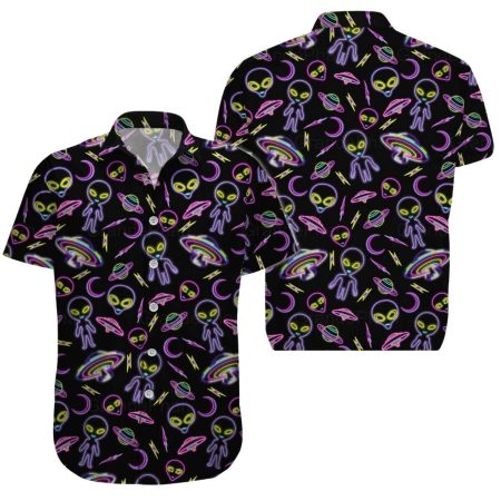 Space Alien Neon Hawaiian Shirt