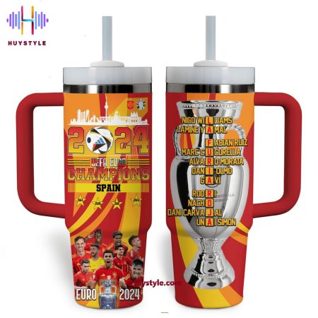 Spain National Football Team UEFA Euro Champions 2024 Quencher 30oz or 40oz Stainless Steel Tumbler With Handle NVA