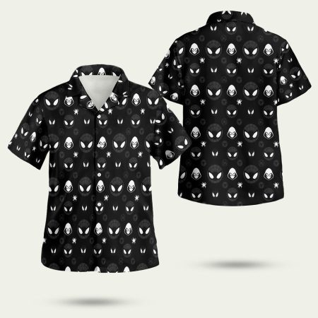 Spider Man Multiverse Mask Black Hawaiian Shirt