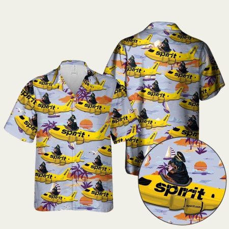 Spirit airlines rottweiler on airbus hawaiian shirt
