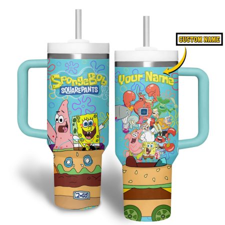SpongeBob SquarePants Customized 30oz or 40oz Stainless Steel Tumbler With Handle HG