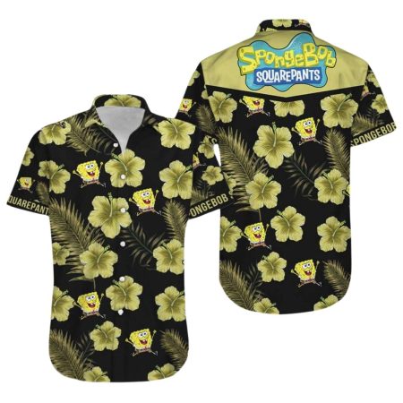 SpongeBob SquarePants Summer Beach Tropical Flower Hawaiian Shirt