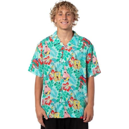 Spongebob Squarepants Character Floral Hawaiian Shirt
