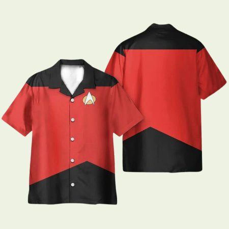 St Movie The Next Generation Red Uniform Cosplay Costume Hawaiian Shirt