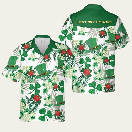 St Patrick’s Day Celtic Ireland Irish Lest We Forget Shamrock Hawaiian Shirt